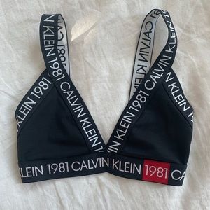 Calvin Klein 1981 Black Cotton Triangle Bralette